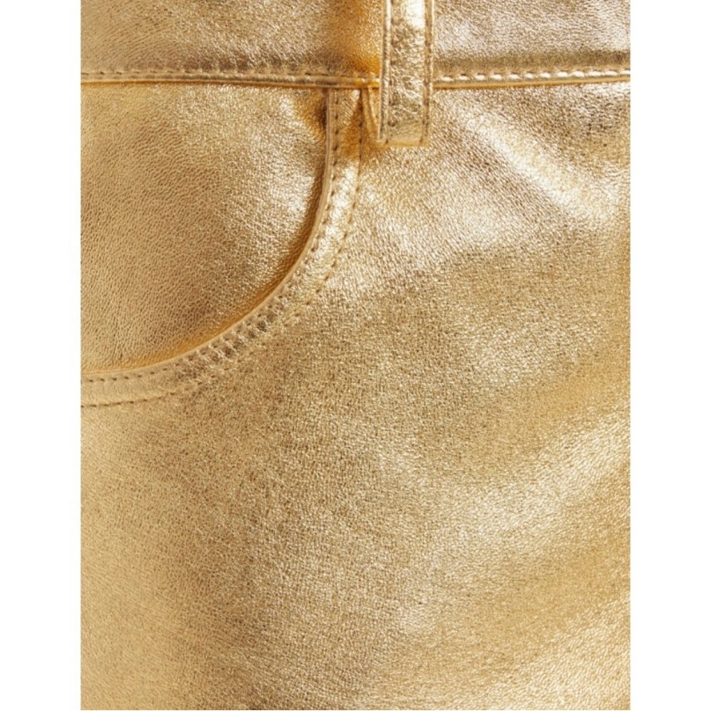 Sandro Orne Metallic Lamb Leather Pants Gold Size XS - Picture 12 of 16